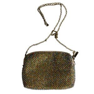 Y2K Gold Rhinestone Clutch‎ With Chain Strap & Satin Lining